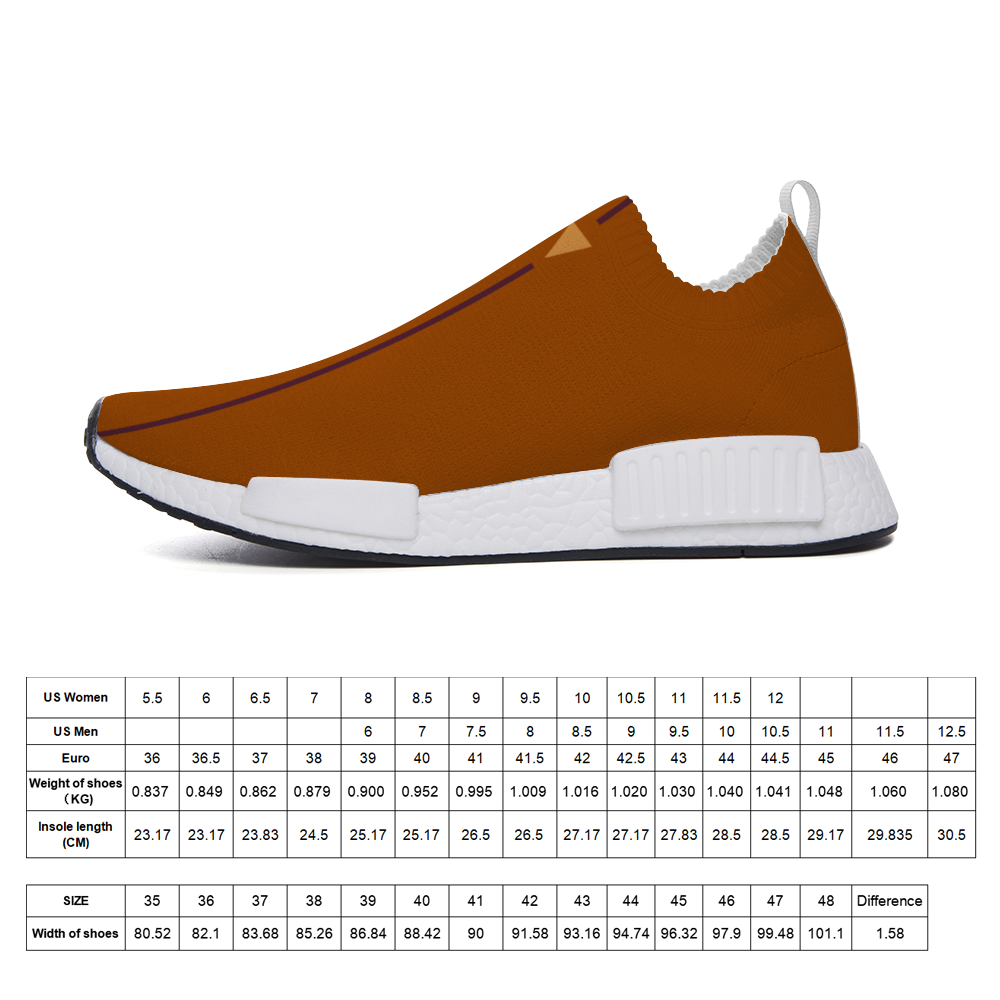 Split Burnt Orange Unisex Slip On Walking Shoes Lightweight Sneakers from Vluxe by Lucky Nahum