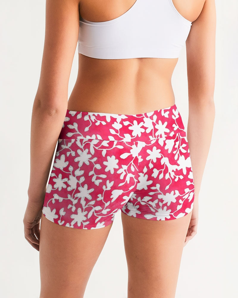 Camo Flower Flame Women's Mid-Rise Yoga Shorts | Always Get Lucky