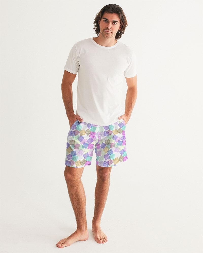 Boxes White Men's Swim Trunk