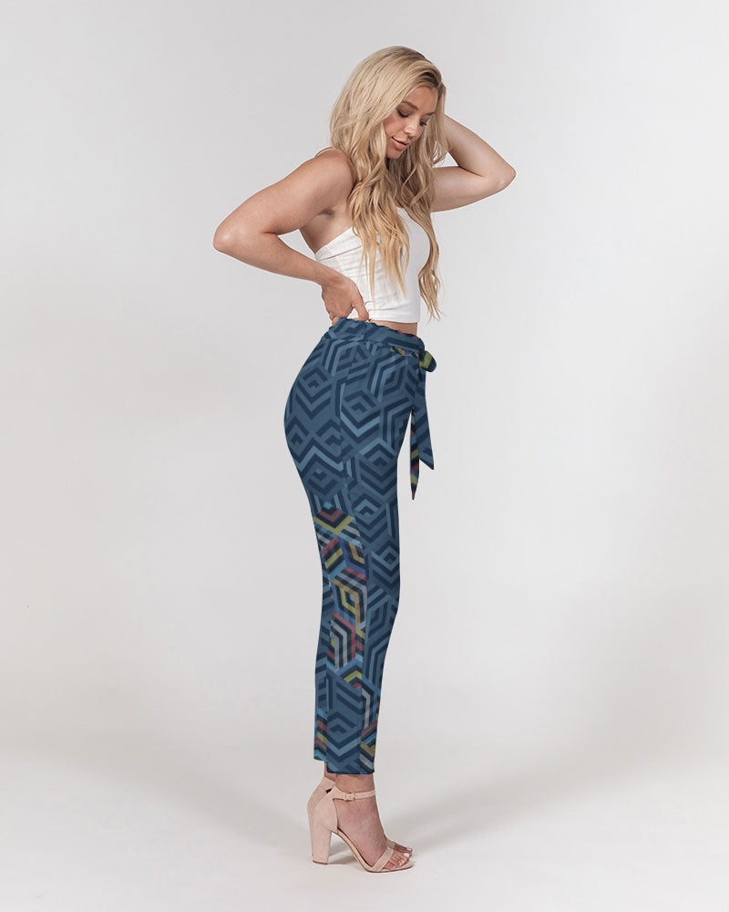 Hexagonic Women's Belted Tapered Pants |Always Get Lucky
