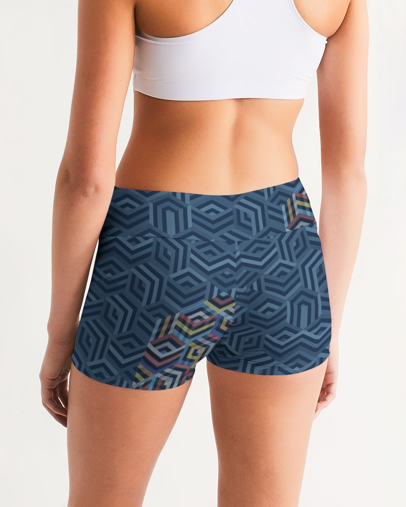 Hexagonic Women's Mid-Rise Yoga Shorts | Always Get Lucky