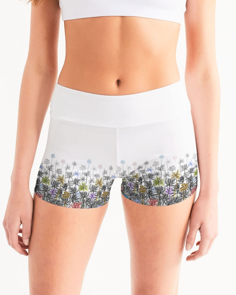 Tropical Winds Women's Mid-Rise Yoga Shorts | Always Get Lucky