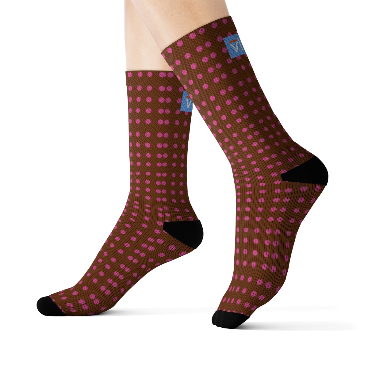 Vluxe DaDot Classic Hot Pink Brown Socks