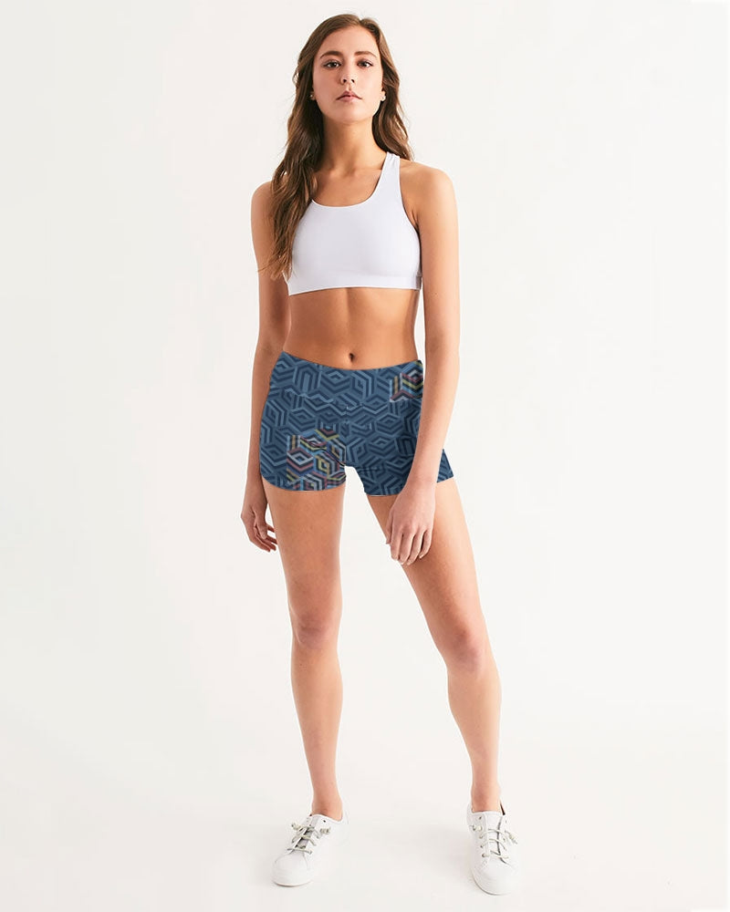 Hexagonic Women's Mid-Rise Yoga Shorts | Always Get Lucky