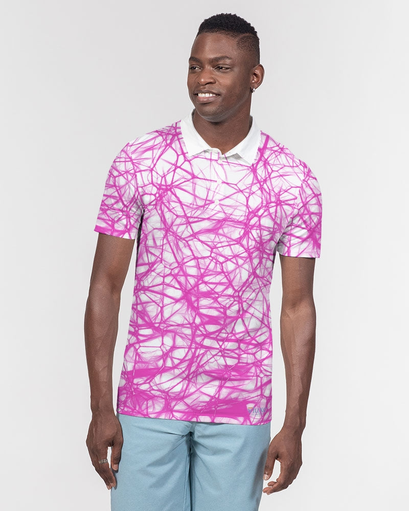 Wired Pink Men's Slim Fit Short Sleeve Polo from Vluxe by Lucky Nahum