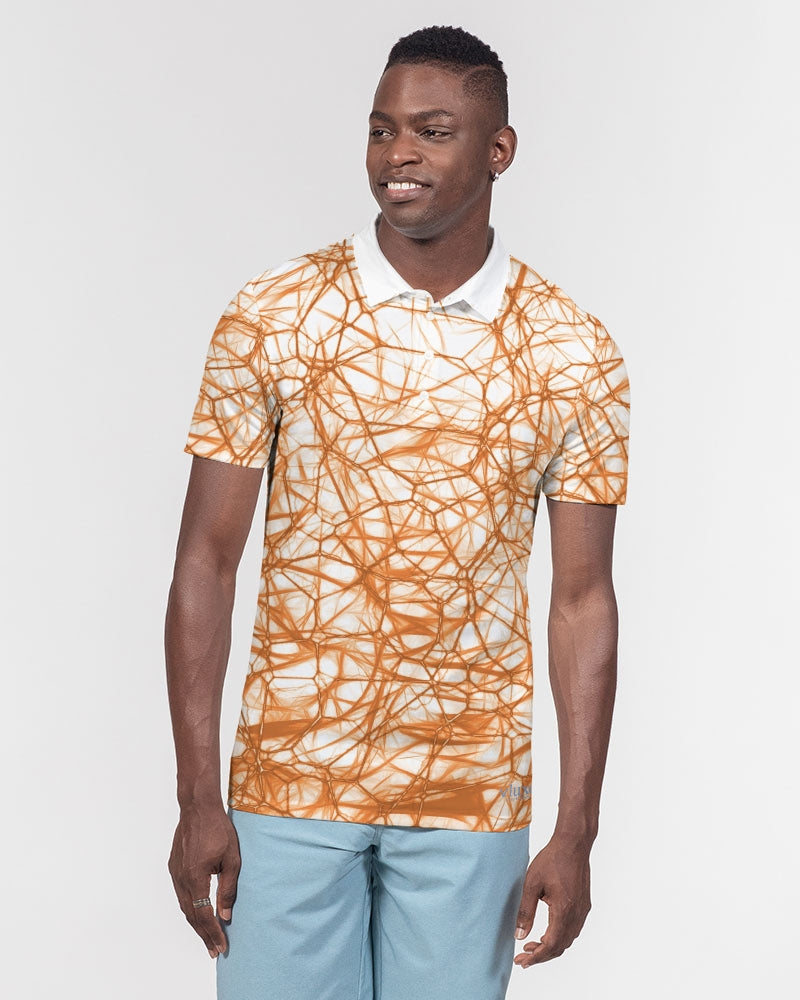 Wired Orange Men's Slim Fit Short Sleeve Polo from Vluxe by Lucky Nahum