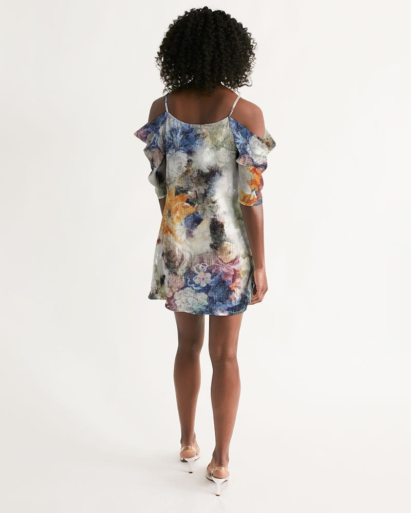 Faded Memory Women's Open Shoulder A-Line Dress