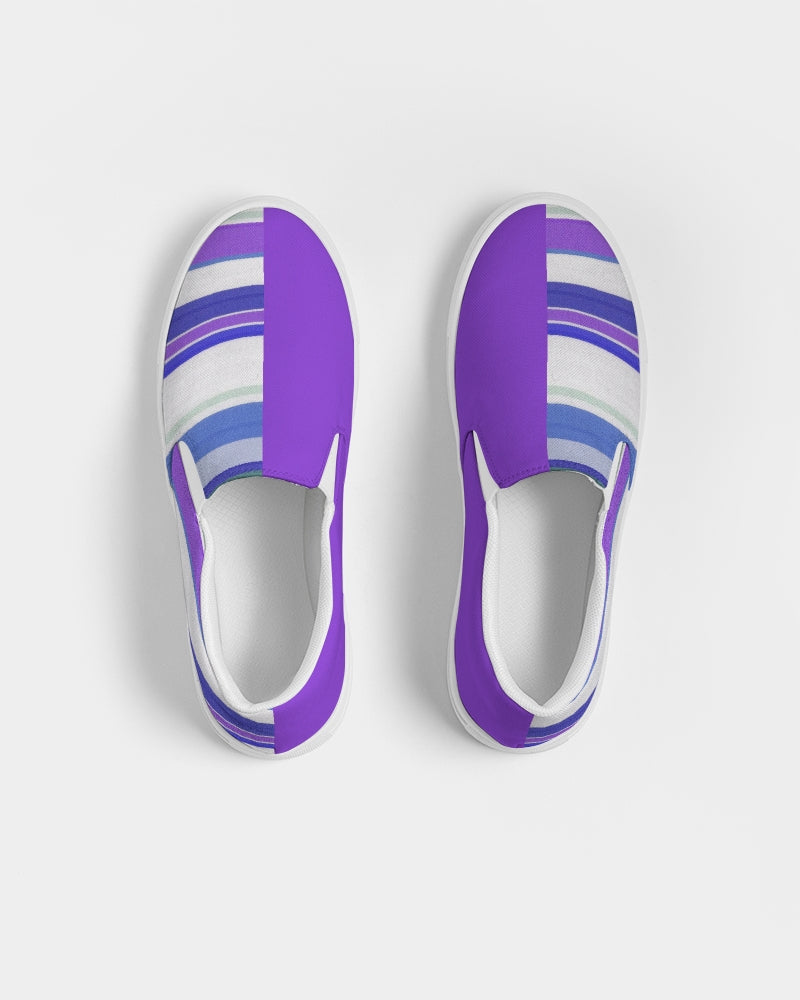 Split Personality Stripe Purple Men's Slip-On Canvas Shoe