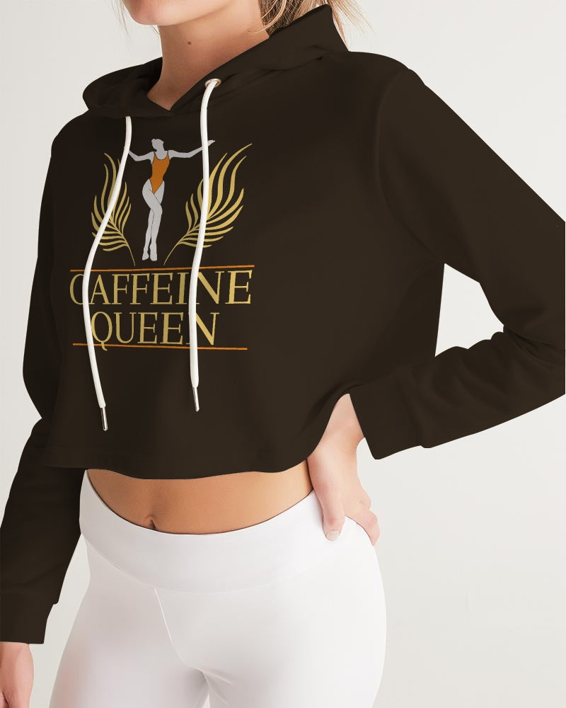 Caffeine Queen Black Women's Cropped Hoodie