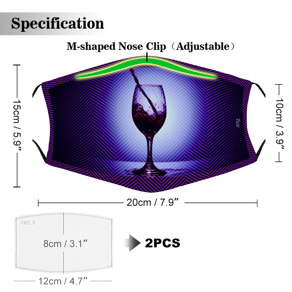 Vino Purple Face Cover with Filter Element for Adults