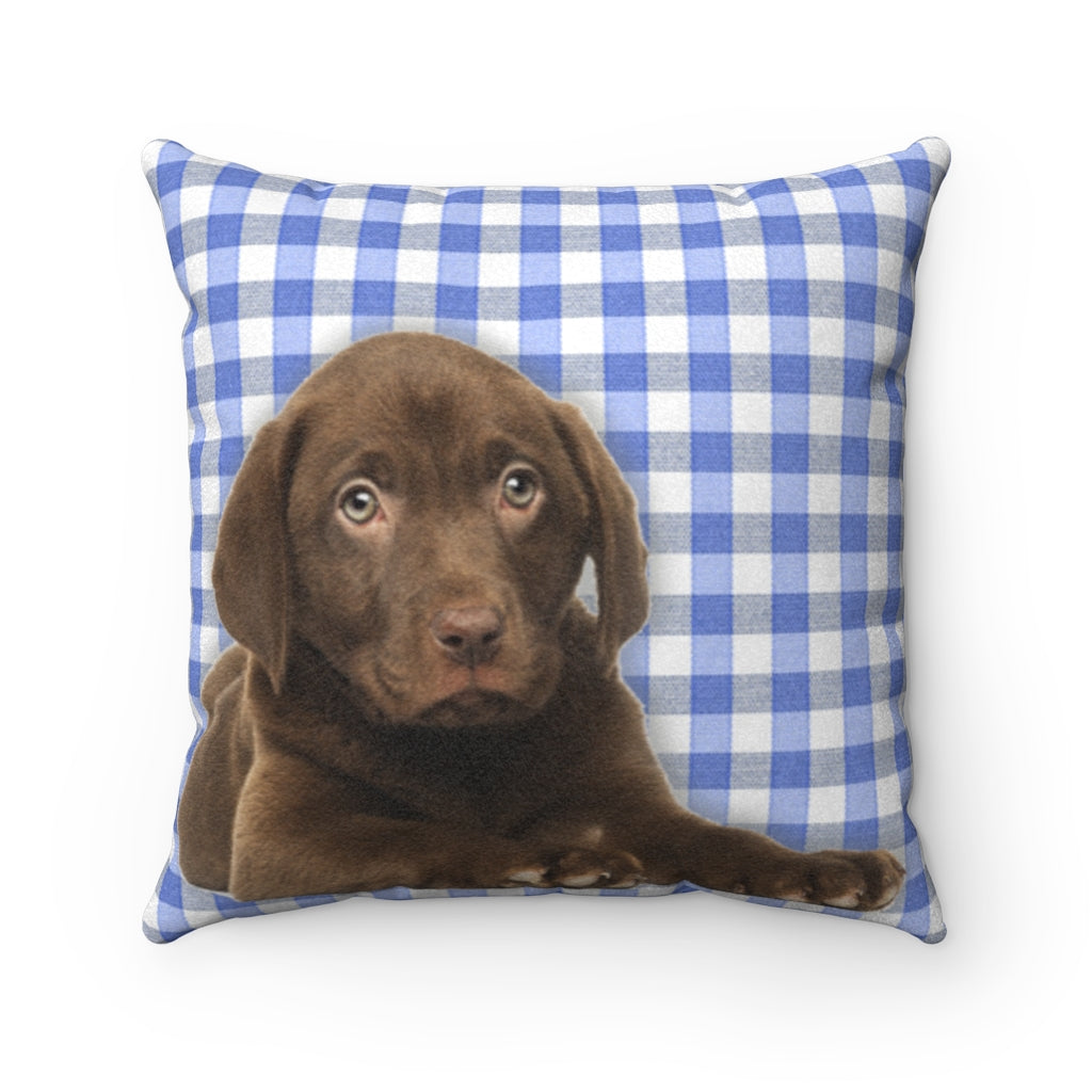 Chocolate Lab Faux Suede Square Pillow