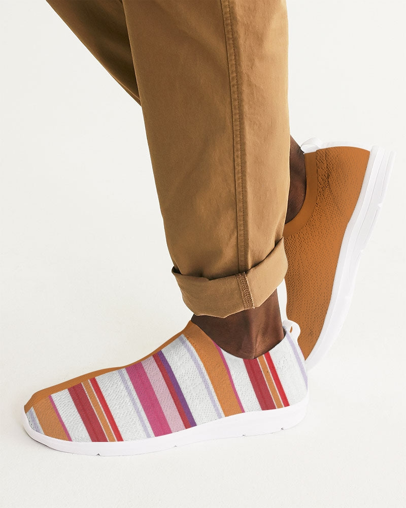 Split Personality Stripe Orange Men's Slip-On Flyknit Shoe