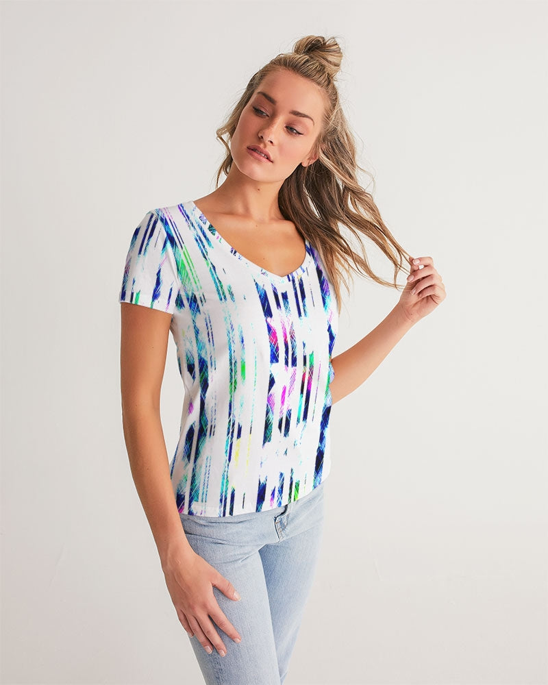 Blur The Lines Women's V-Neck Tee