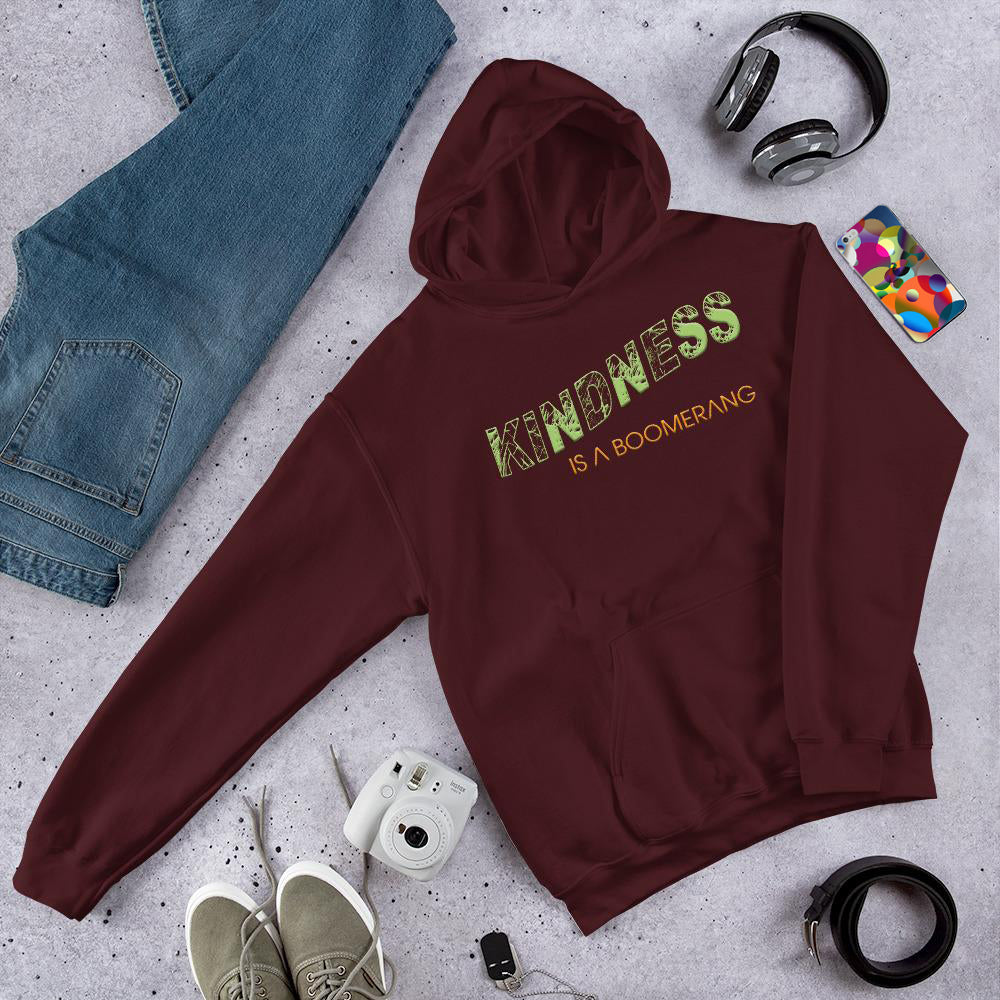 Kindness Is A Boomerang Hooded Sweatshirt from Vluxe by Lucky Nahum