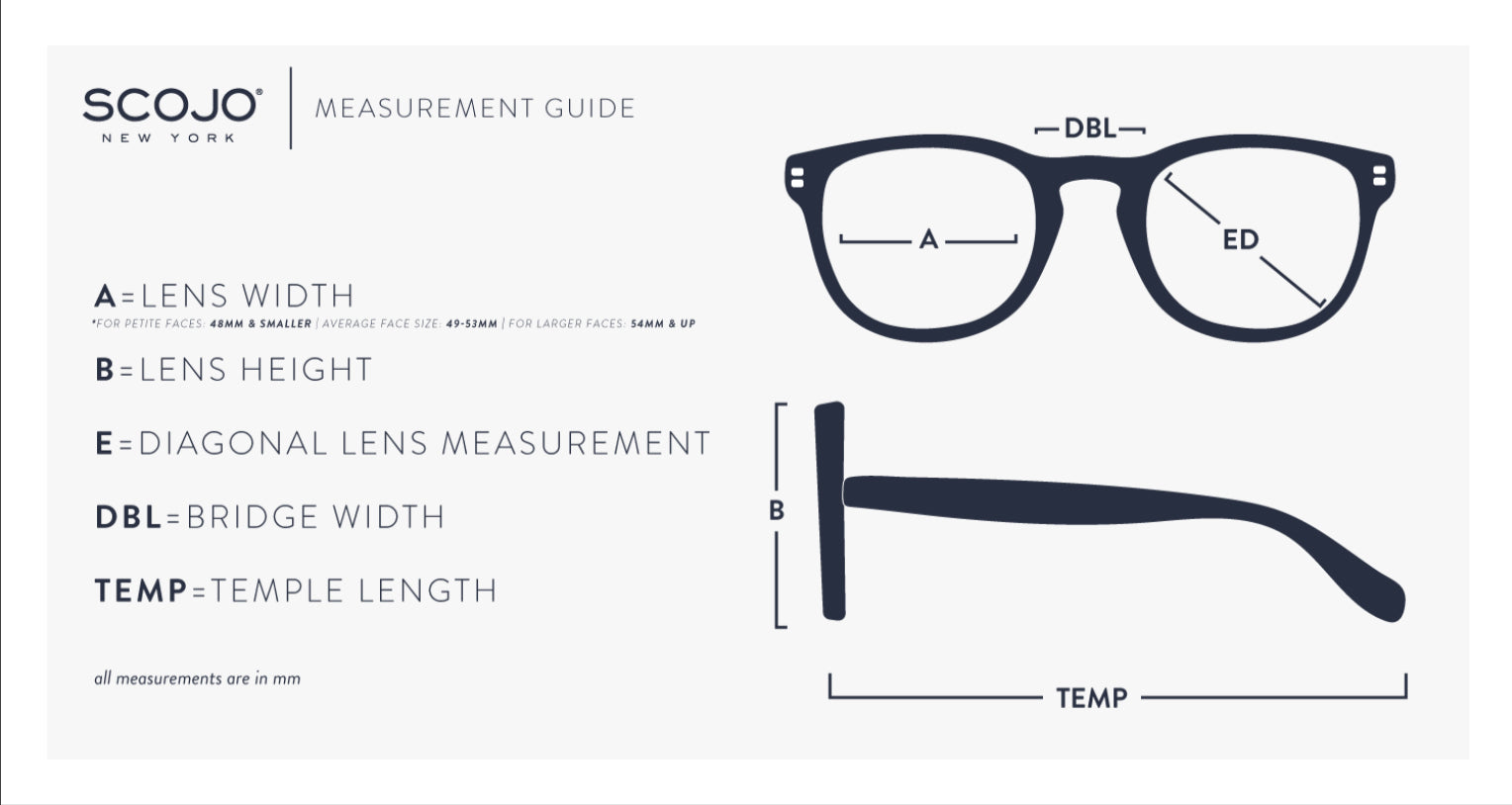 B measurement for glasses online