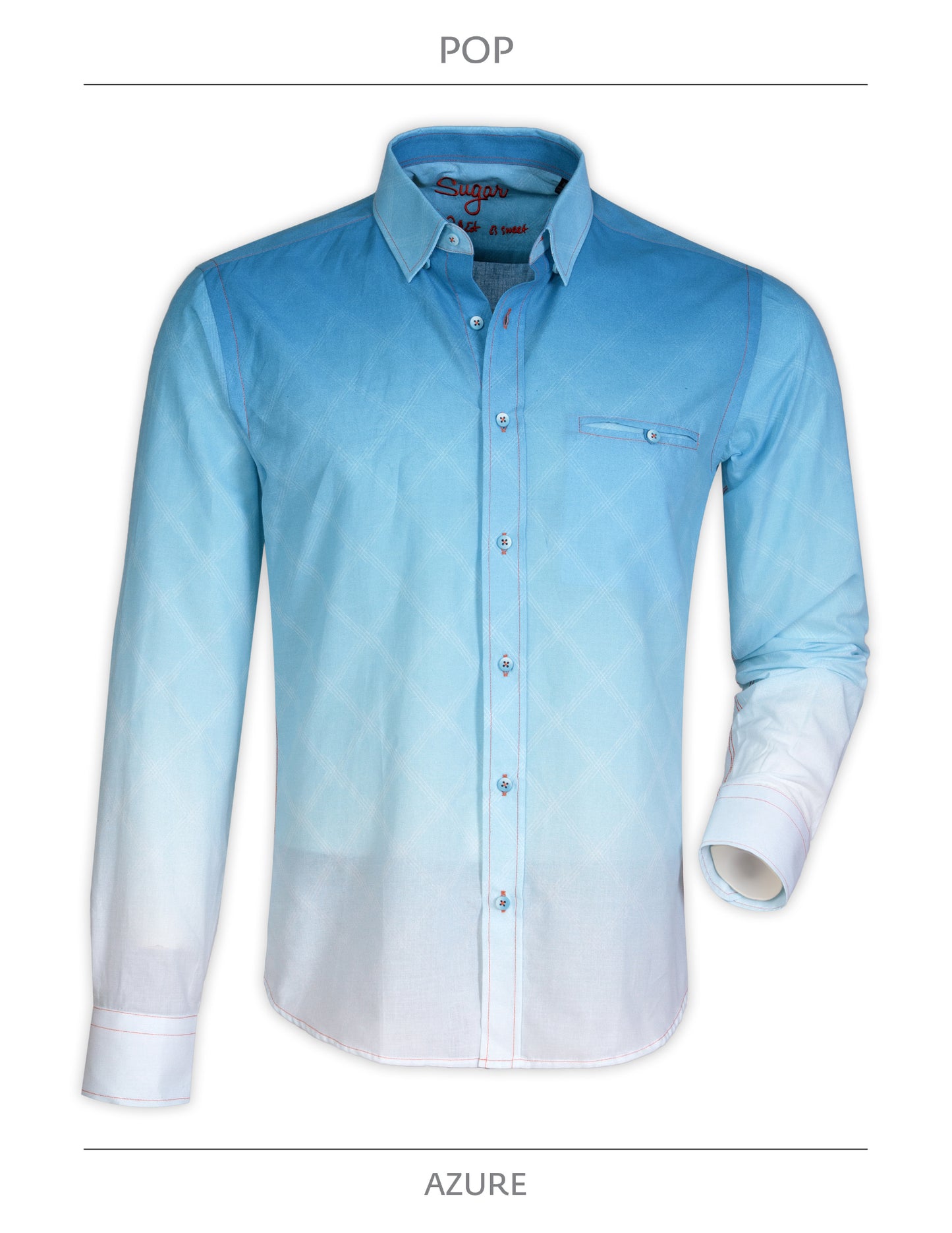 Pop Azure Sugar Long Sleeve Button Up Shirt