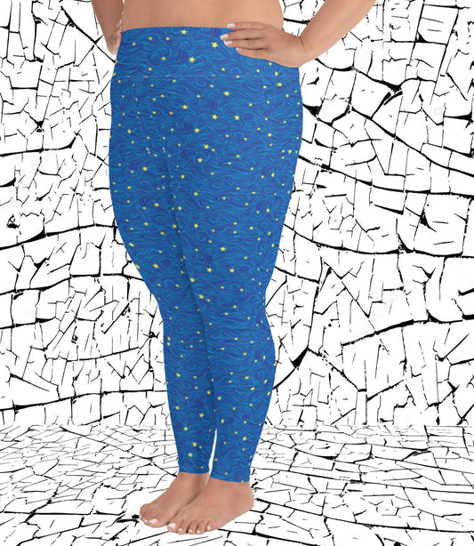 Starry Night All-Over Print Plus Size Leggings