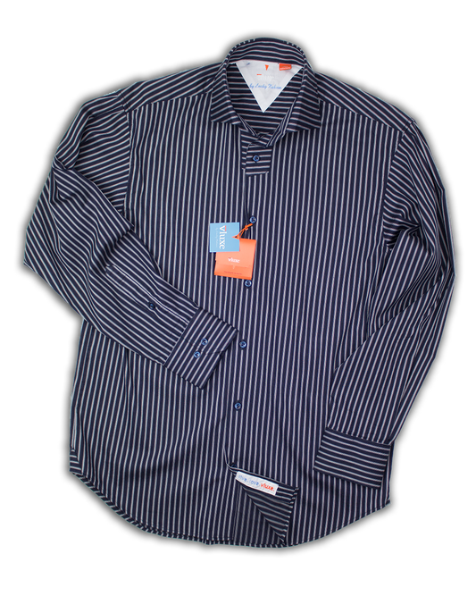 Stripe V-Spot One Of A Kind Collar Button Up Shirt