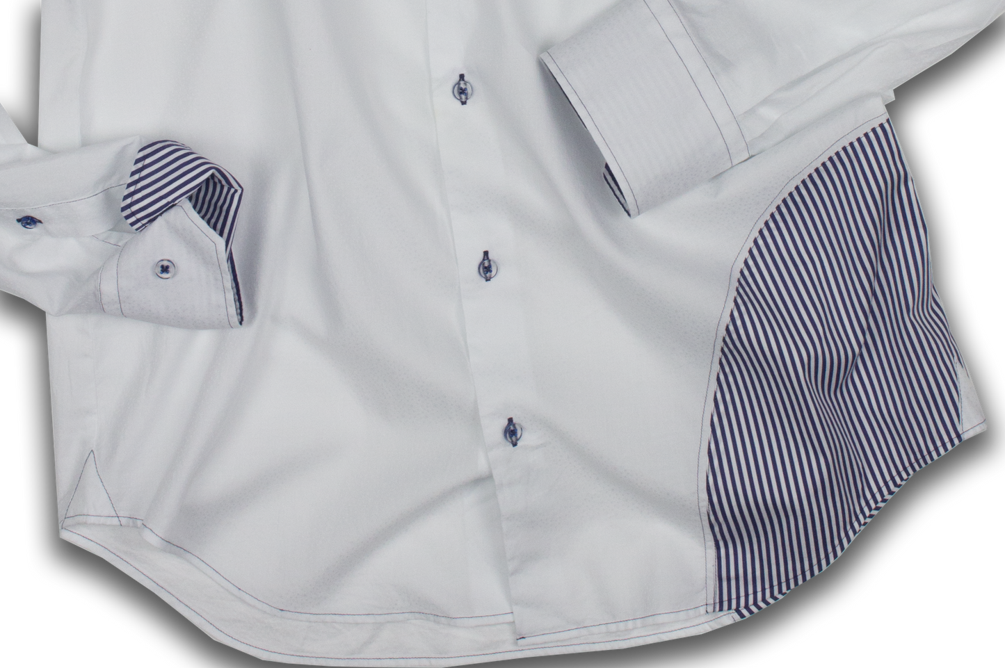 Cotton Jacquard Blue Check Hipster Button Up Shirt