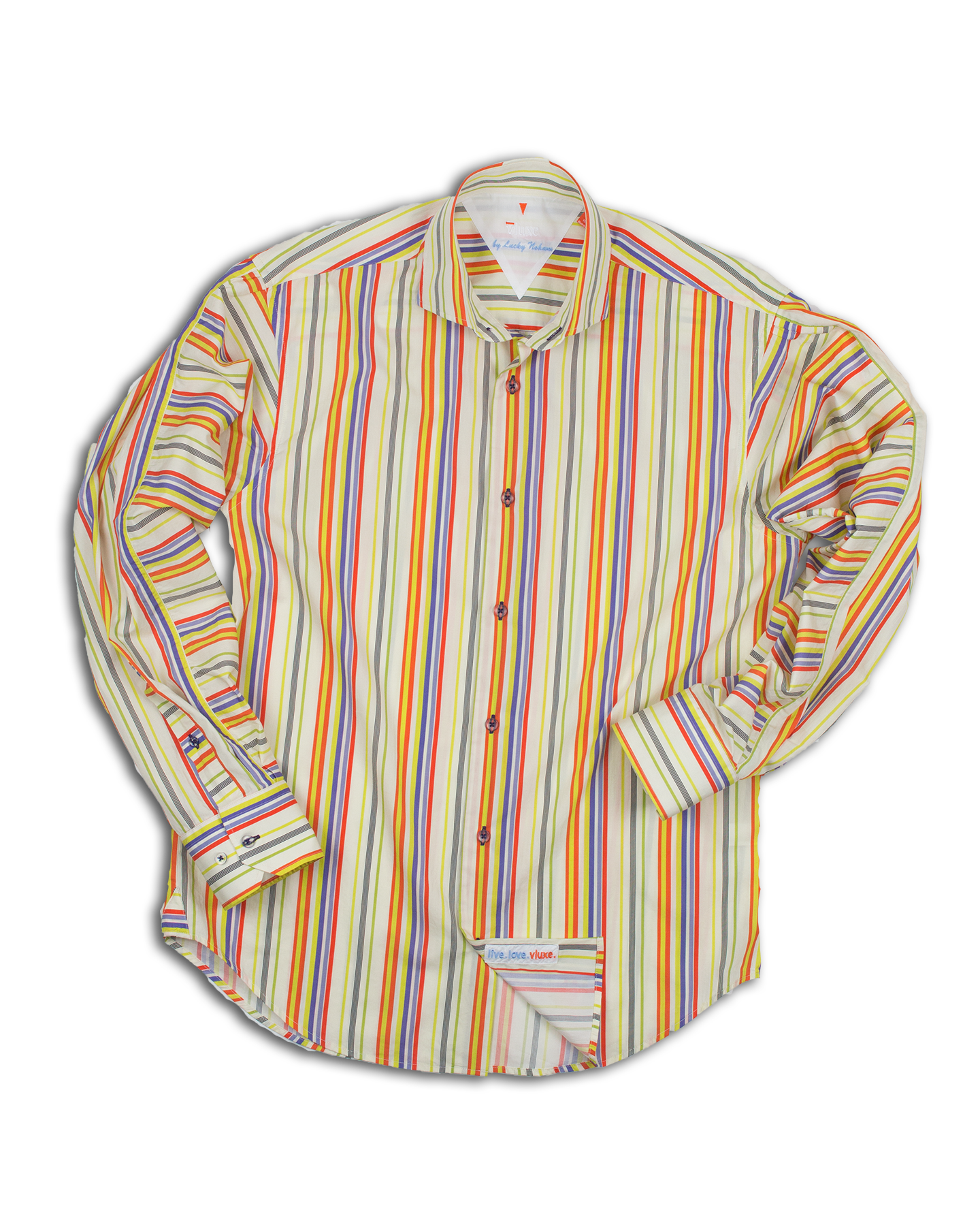 Split Directional Multi Stripe Button Up Shirt