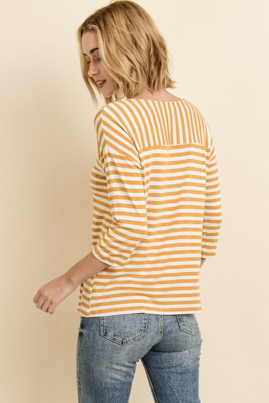 Striped 3/4 Sleeves Top VLW109