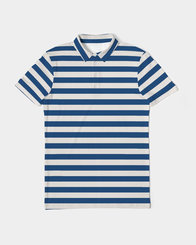 Classic Vluxe Navy Stripe Men's Slim Fit Short Sleeve Polo