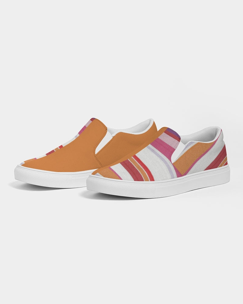 Split Personality Stripe Orange Women's Slip-On Canvas Shoe
