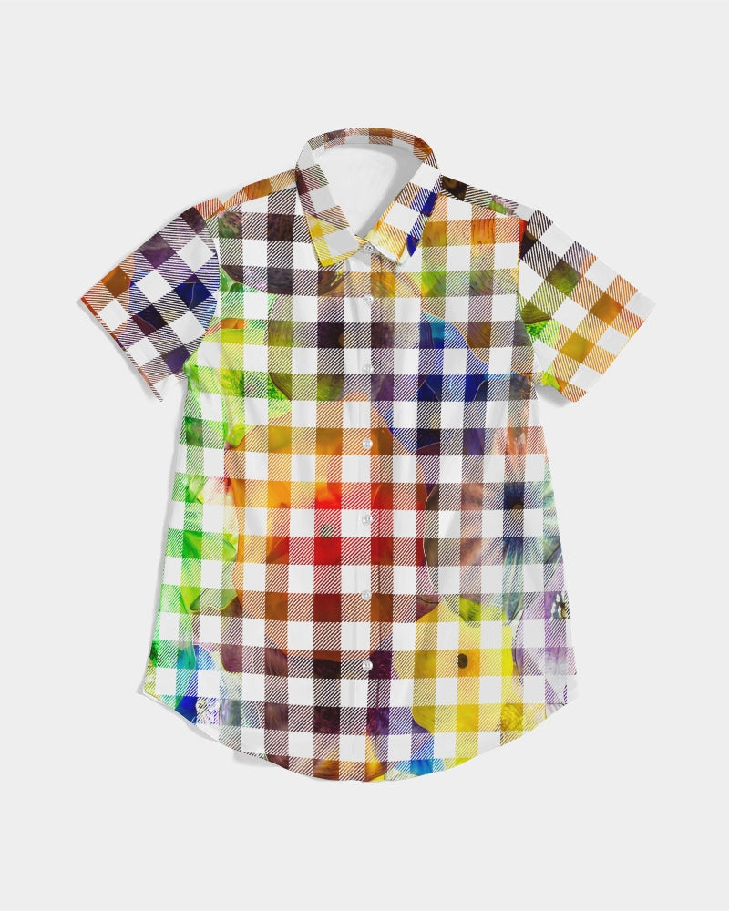 Fantasy Check Women's Short Sleeve Button Up | Always Get Lucky