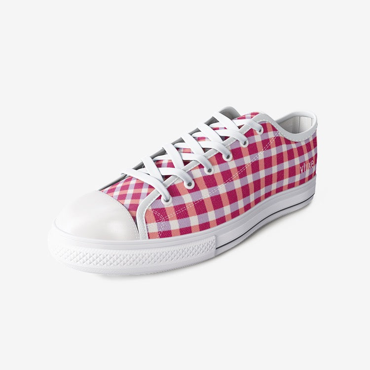 Check Mate Red Unisex Low Top Canvas Shoes
