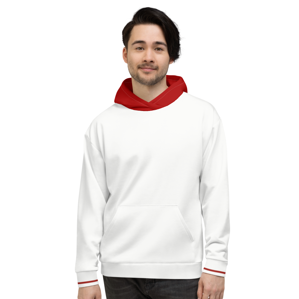 Split White-Red Unisex Hoodie from Vluxe by Lucky Nahum