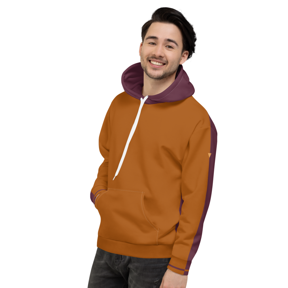 Split Burnt Orange Unisex Hoodie from Vluxe by Lucky Nahum