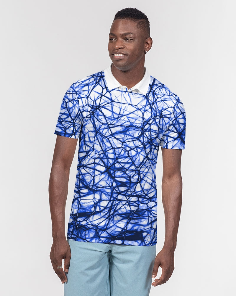 Wired Blue Men's Slim Fit Short Sleeve Polo from Vluxe by Lucky Nahum