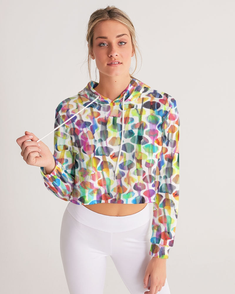 Vieste Women's All-Over Print Cropped Hoodie