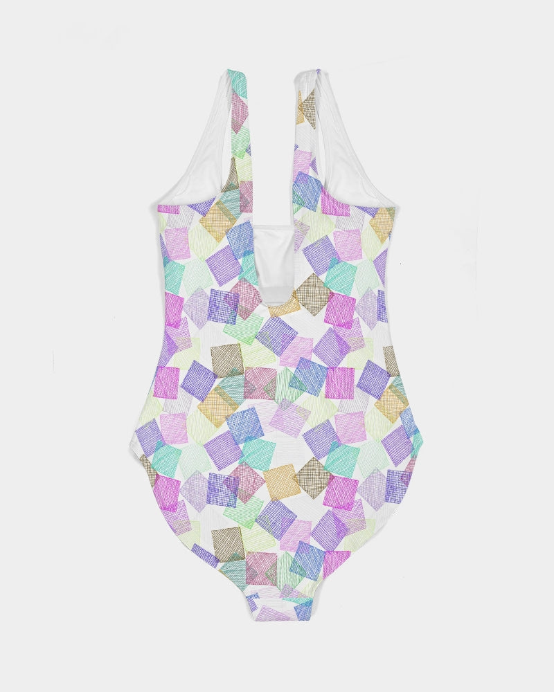 Boxes White Women's One-Piece Swimsuit