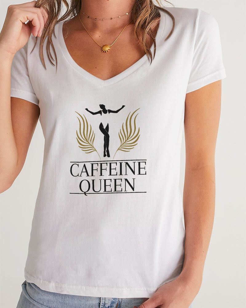 Caffeine Queen Cloud Women's V-Neck Tee