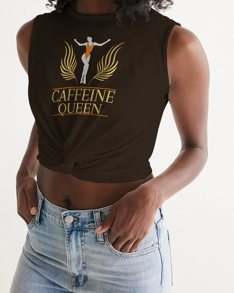 Caffeine Queen Black Women's Twist-Front Tank