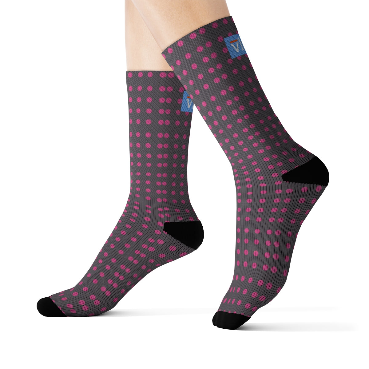 Vluxe DaDot  Hot Pink Grey Socks