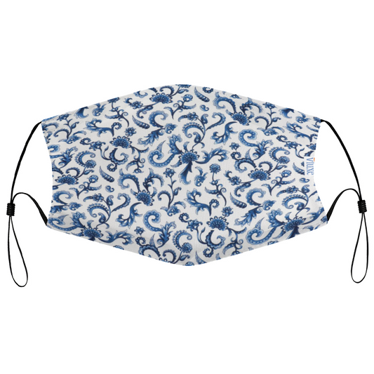 Tapestry Blue Face Cover with Filter Element for Adults from Vluxe by Lucky Nahum