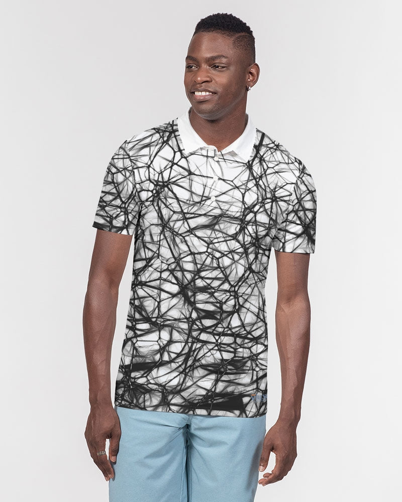 Wired Black Men's Slim Fit Short Sleeve Polo from Vluxe by Lucky Nahum