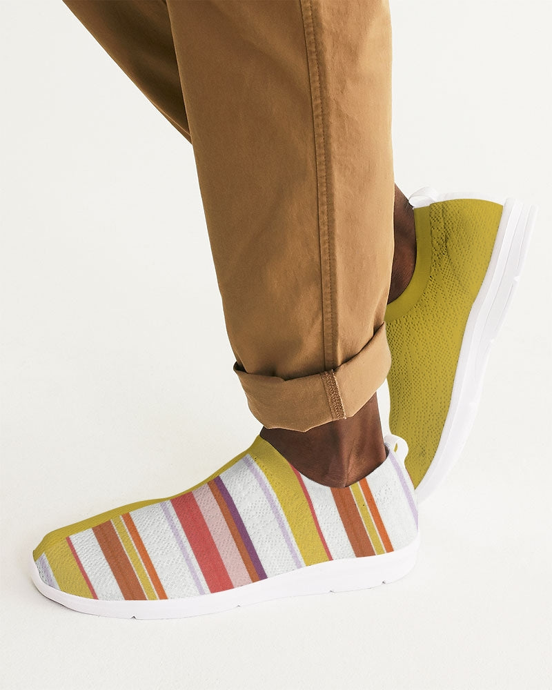 Split Personality Stripe Yellow Men's Slip-On Flyknit Shoe