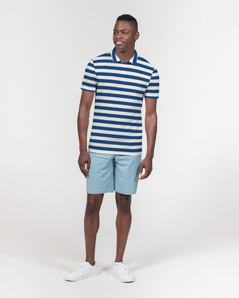 Classic Vluxe Navy Stripe Men's Slim Fit Short Sleeve Polo