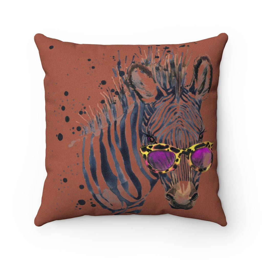 Elton Zebra Brick Faux Suede Square Pillow from Vluxe by Lucky Nahum