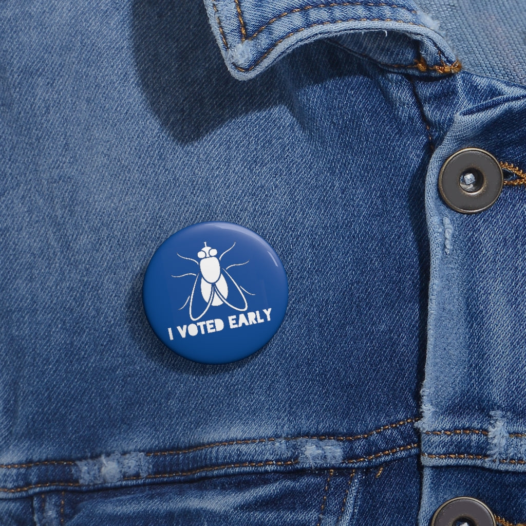 I Voted Early Blue Custom Pin Buttons