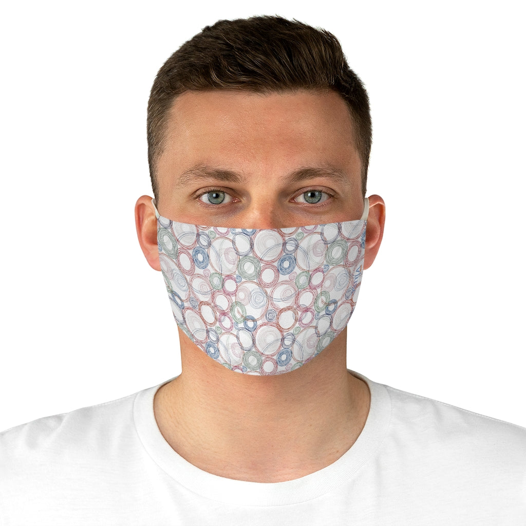 Spinning Planets White  Double Layer Fabric Face Mask from Vluxe by Lucky Nahum