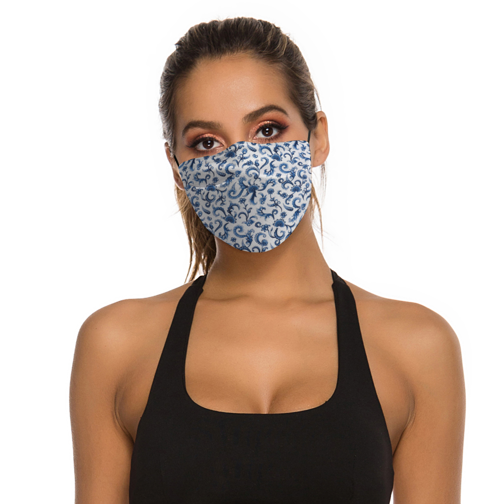 Tapestry Blue Face Cover with Filter Element for Adults from Vluxe by Lucky Nahum