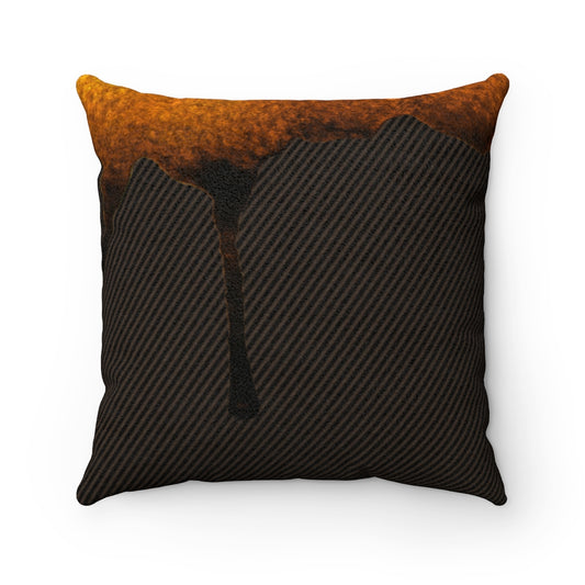 Dripped Coffee Leather Faux Suede Square Pillow from Vluxe by Lucky Nahum