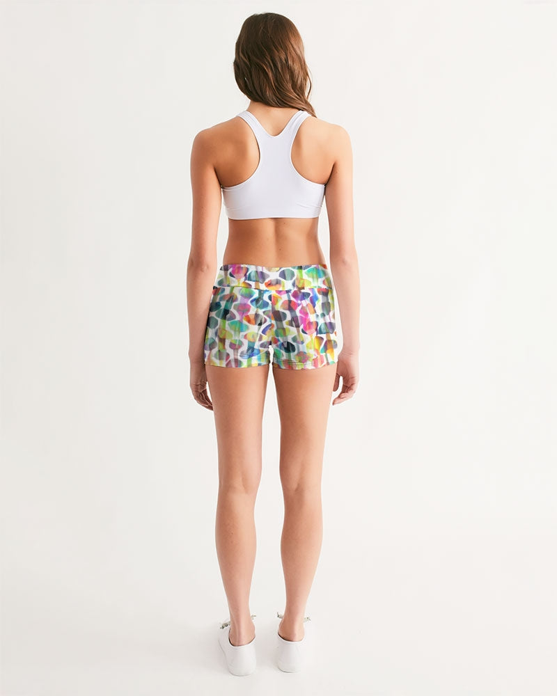 Vieste Women's All-Over Print Mid-Rise Yoga Shorts