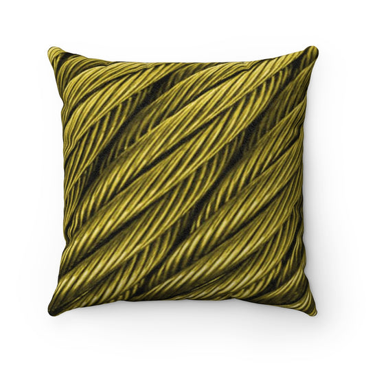 Cable Gold Faux Suede Square Pillow