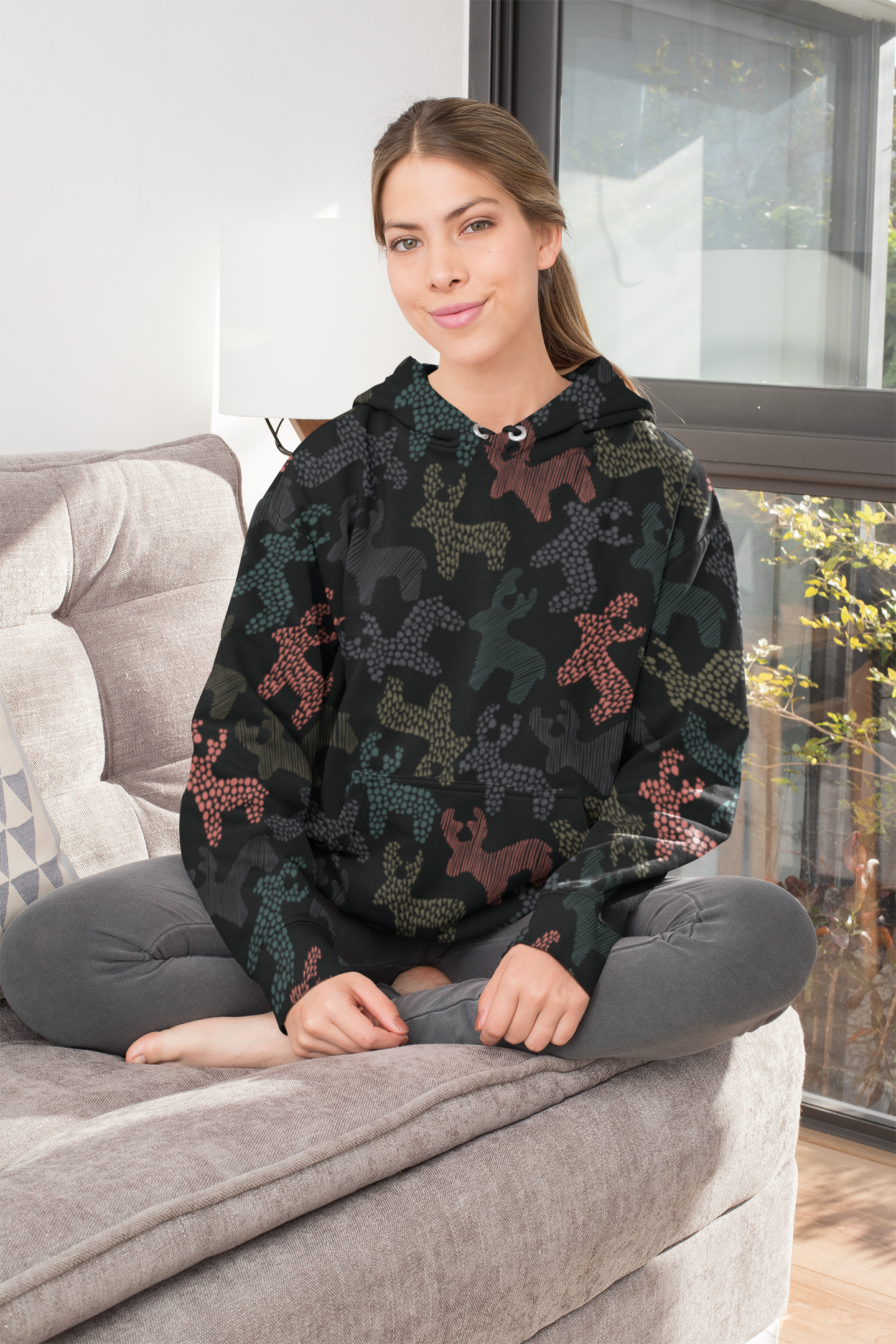 Roaming Reindeer Black Unisex Hoodie from Vluxe by Lucky Nahum